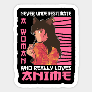 Woman Really Loves Anime Merch Anime Girl Otaku Gift Anime Sticker